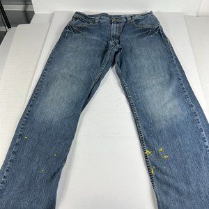 Y2K Levi's Silver Tab Jeans Men's 35* Relaxed Straight Blue Stained Denim Tag 36